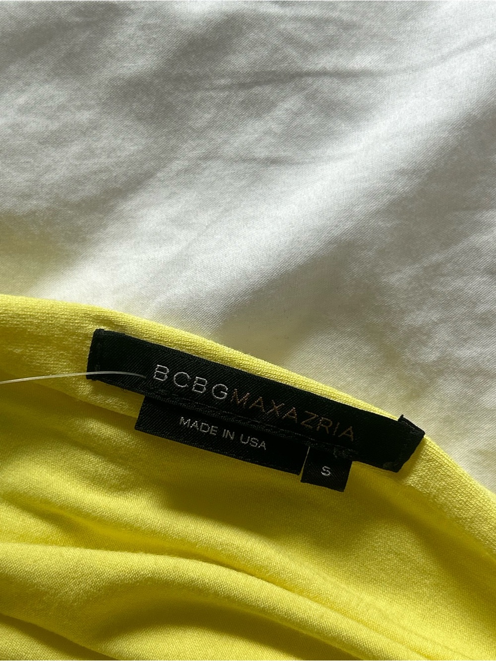 BCBGMaxAzria Lemon-Yellow Wrap Midi Dress - Picture 4 of 6